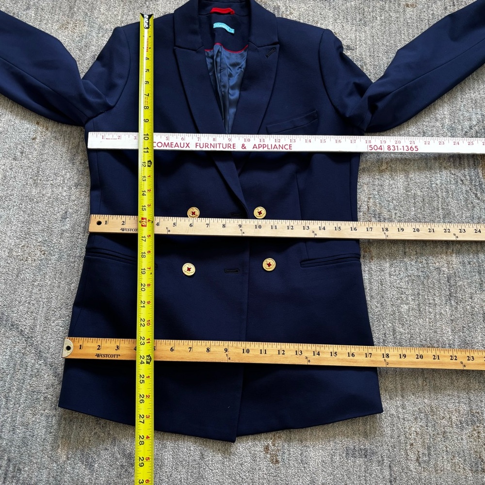 J. McLAUGHLIN Navy Jacket W/ Gold Buttons Career Sophisticated Modern Chic 8 - Picture 6 of 8